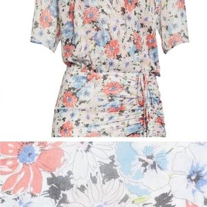 Veronica Beard Dakota Ruched Floral Silk Dress